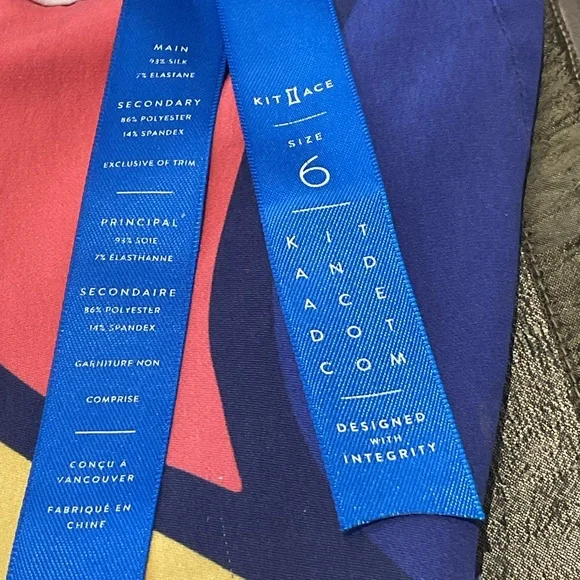 Kit and Ace Multicolor Silky Wide Leg Pants with rose side zipper and pockets. - Picture 2 of 10